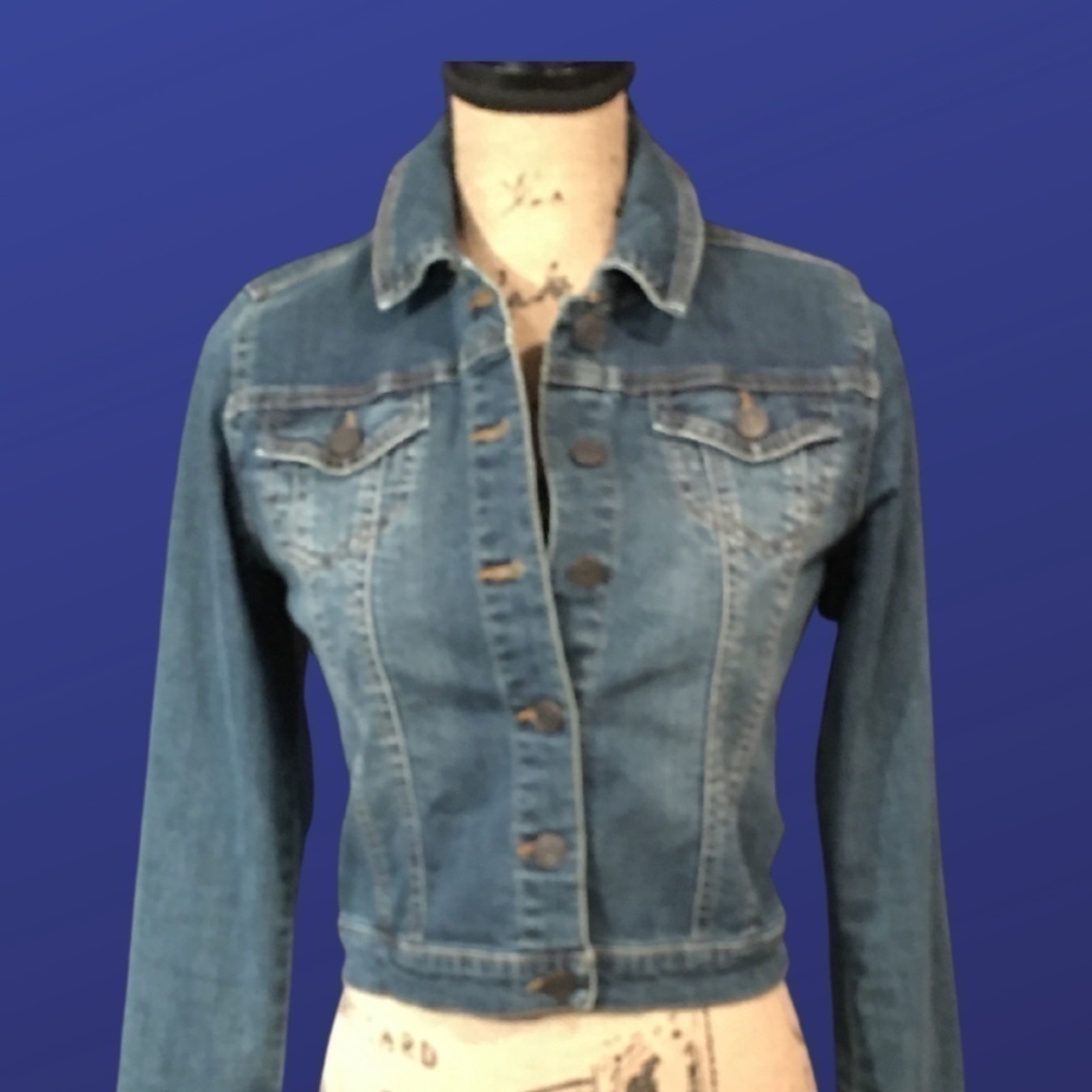 REFUGE Cropped Jean Jacket, BLUE/DARK WASH, Women's Size Small, NWOT